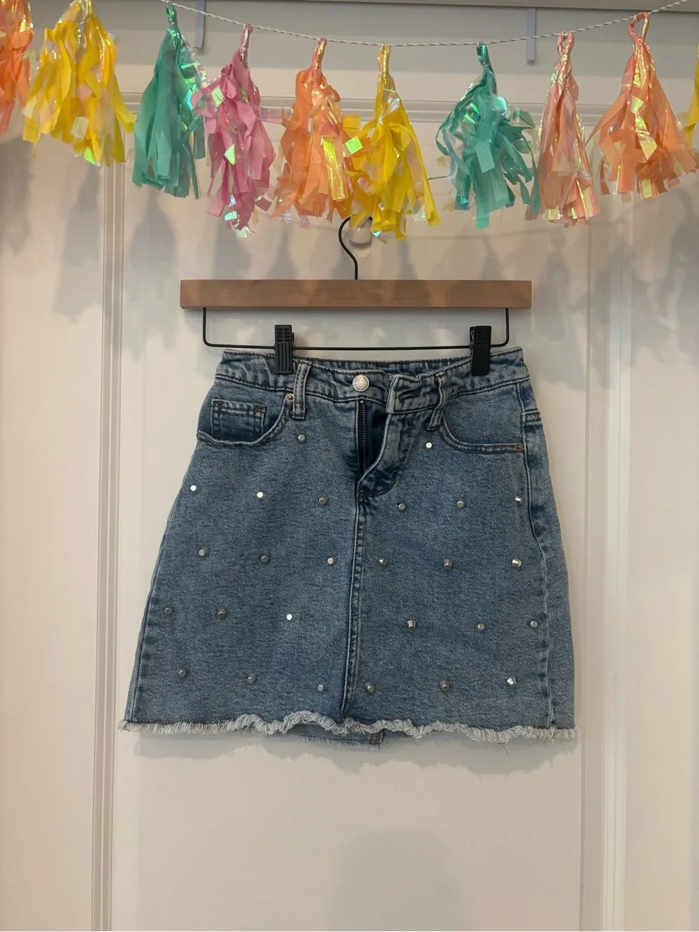 wild fable Blue Denim Mini Skirt with Studs